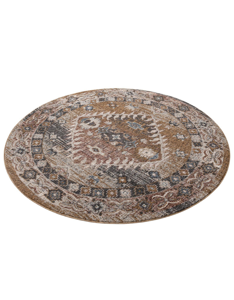 Desert Modern Eco Rug Series Collection Area Rug -  Navajo Round Khaki Gray  lifestyle 51