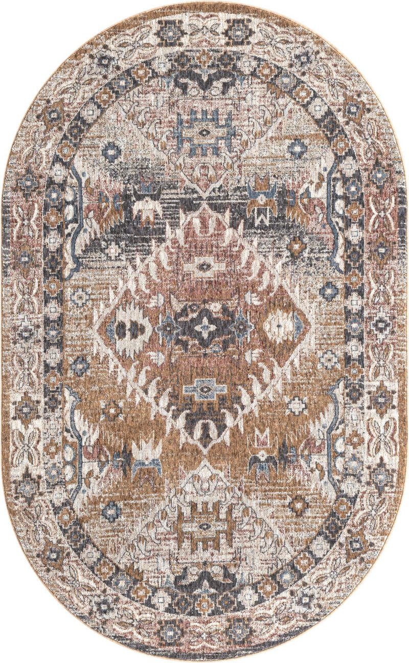 Desert Modern Eco Rug Series Collection Area Rug -  Navajo Oval Khaki Gray  lifestyle 38