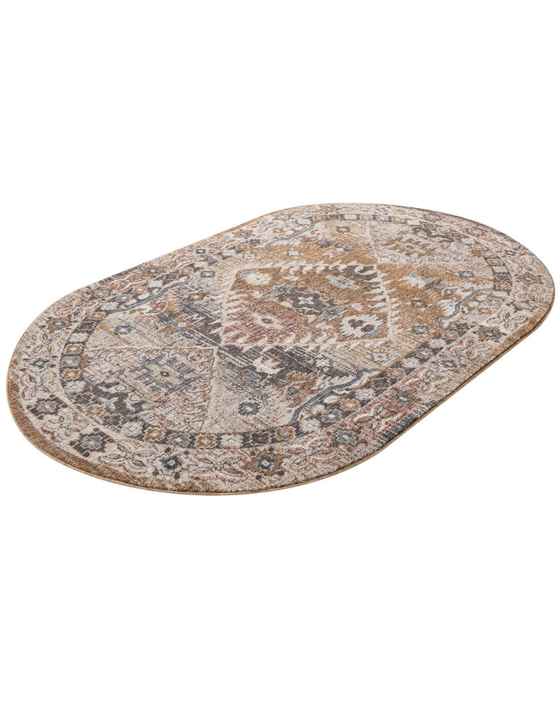 Desert Modern Eco Rug Series Collection Area Rug -  Navajo Oval Khaki Gray  lifestyle 49