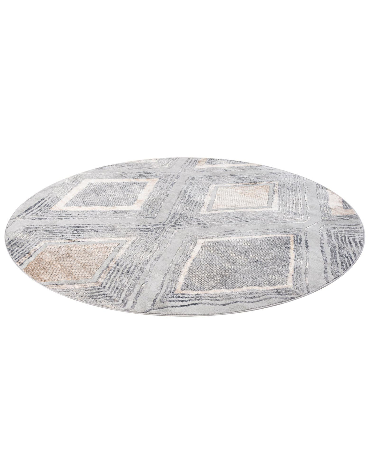 Aegean Elegance Collection Area Rug -  Rhodes Round Gray Cream  lifestyle 28