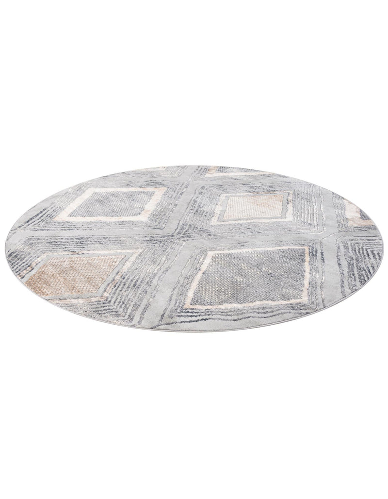 Aegean Elegance Collection Area Rug -  Rhodes Round Gray Cream  lifestyle 28