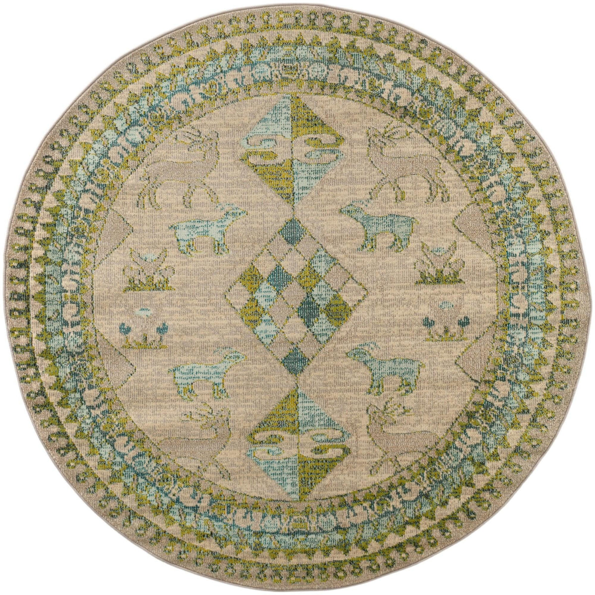 Sedona Vista Collection Area Rug -  Nolina Round Green  lifestyle 73