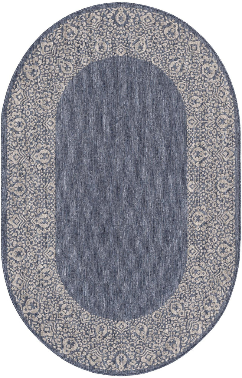 Terrace Fringe Collection Area Rug -  Lanai Oval Blue  lifestyle 96