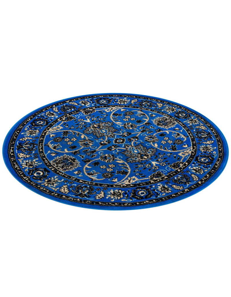 Isfahan Elegance Collection Area Rug - Naghsh-e Jahan (Dark Blue) Round Dark Blue  lifestyle 35