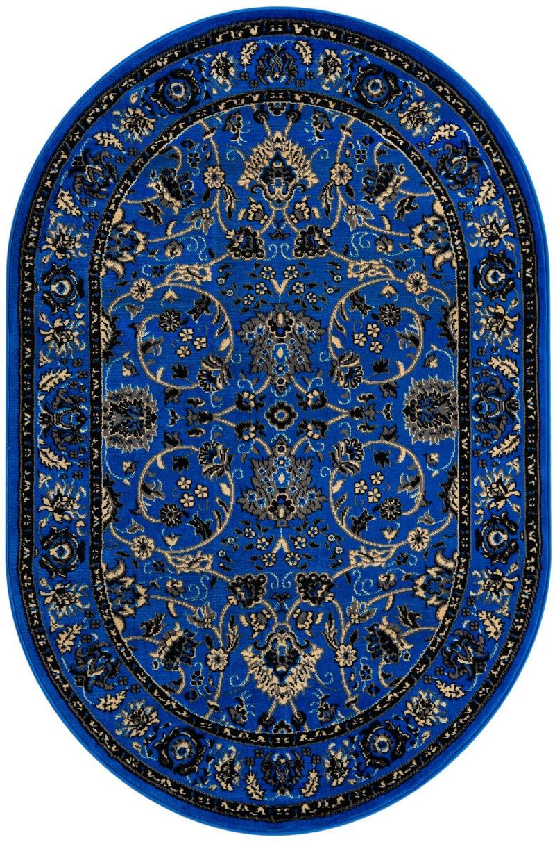 Isfahan Elegance Collection Area Rug - Naghsh-e Jahan (Dark Blue) Oval Dark Blue  lifestyle 24