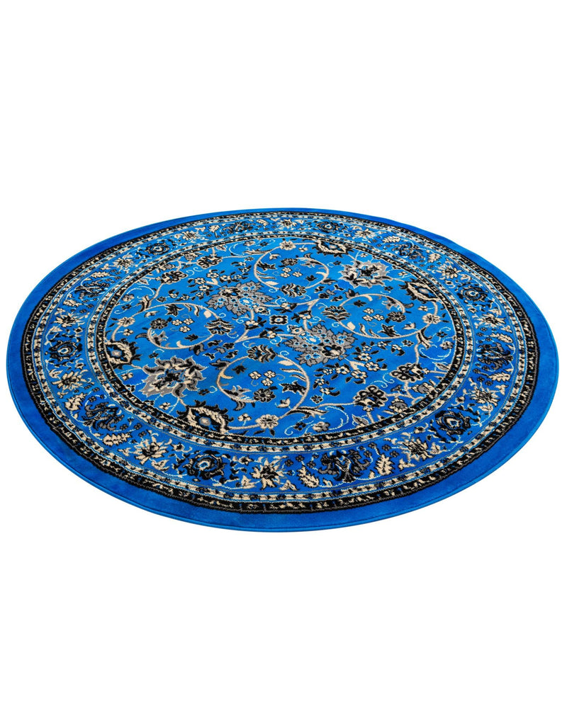 Isfahan Elegance Collection Area Rug - Naghsh-e Jahan (Dark Blue) Round Dark Blue  lifestyle 47