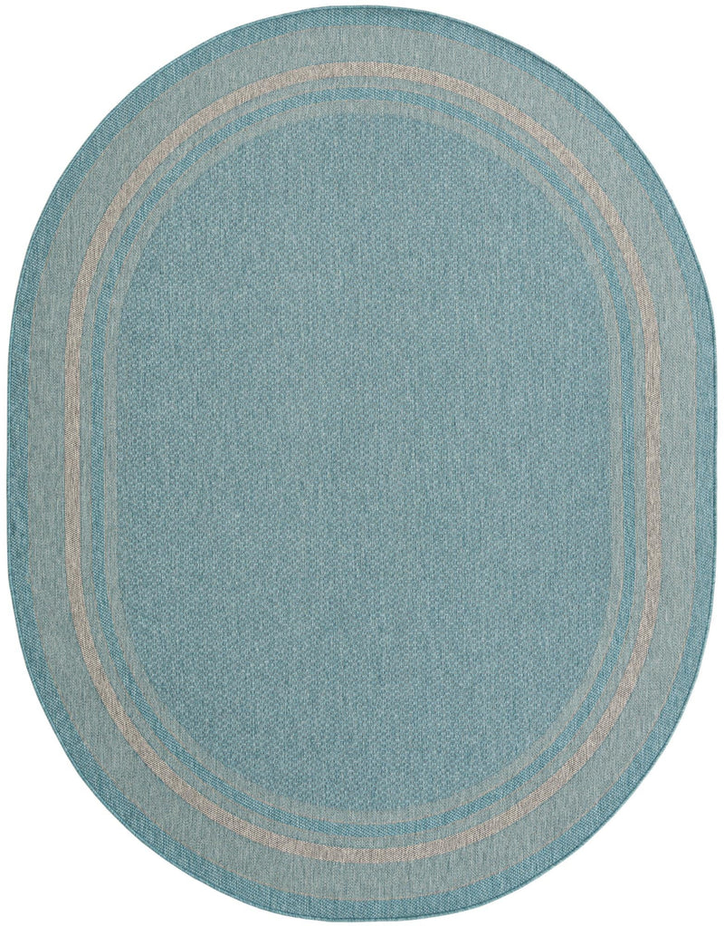 Terrace Fringe Collection Area Rug - Veranda (Aquamarine) Oval Aquamarine  lifestyle 28