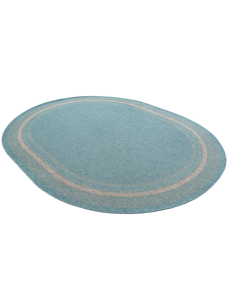 Terrace Fringe Collection Area Rug - Veranda (Aquamarine) Oval Aquamarine  lifestyle 32