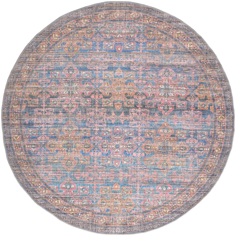 Vintage Memories Collection Area Rug -  Legacy Round Antique Blue  lifestyle 21