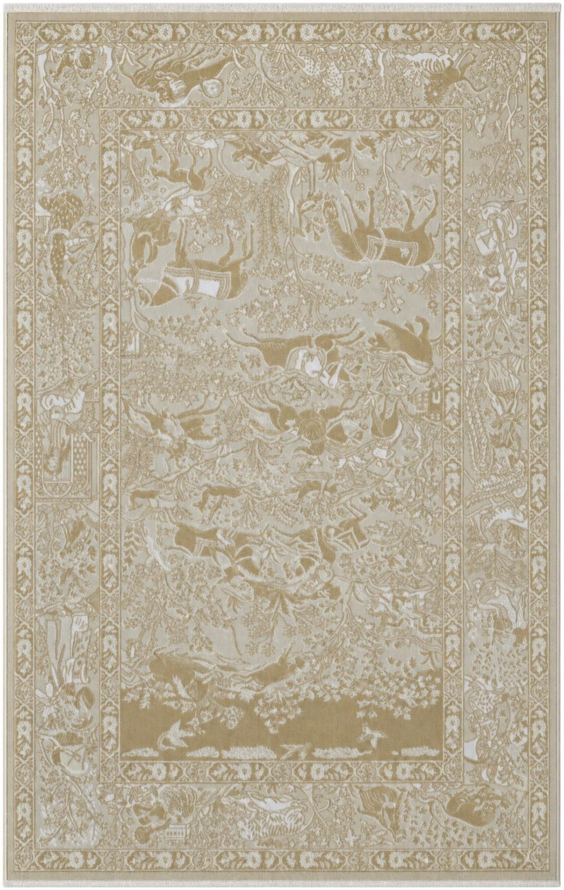 Persian Elegance Collection Area Rug -  Tabriz Rectangle Beige and Ivory  lifestyle 4