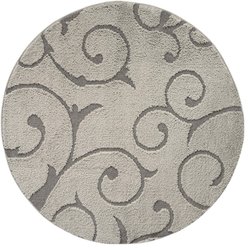 Botanical Bliss Shag Collection Area Rug - Blossomdale Round Light Gray and Gray  lifestyle 186