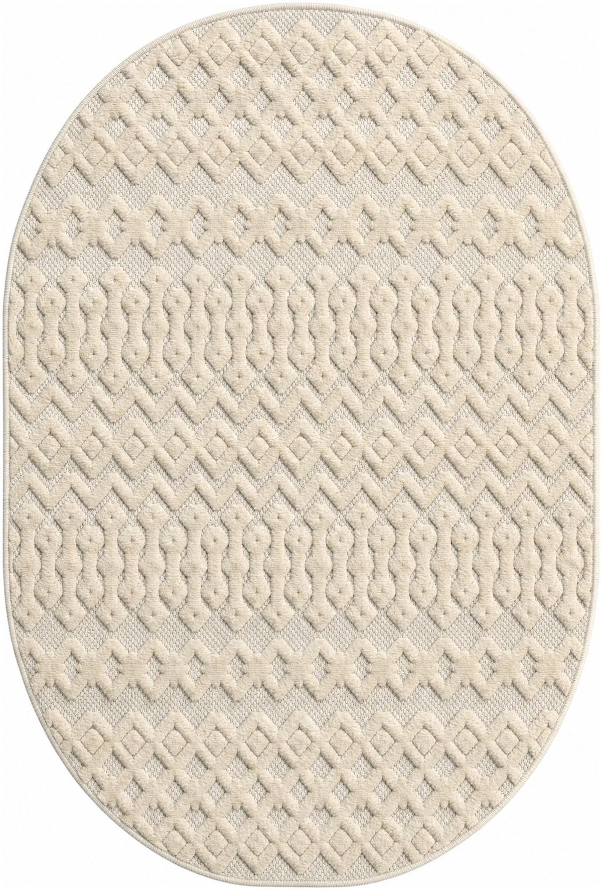 Garden Lattice Charm Collection Area Rug -  Pergola (Ivory) Oval Ivory  lifestyle 36