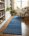 Mediterranean Lattice Collection Area Rug - Santorini (Navy Blue) Runner Navy Blue  lifestyle 36