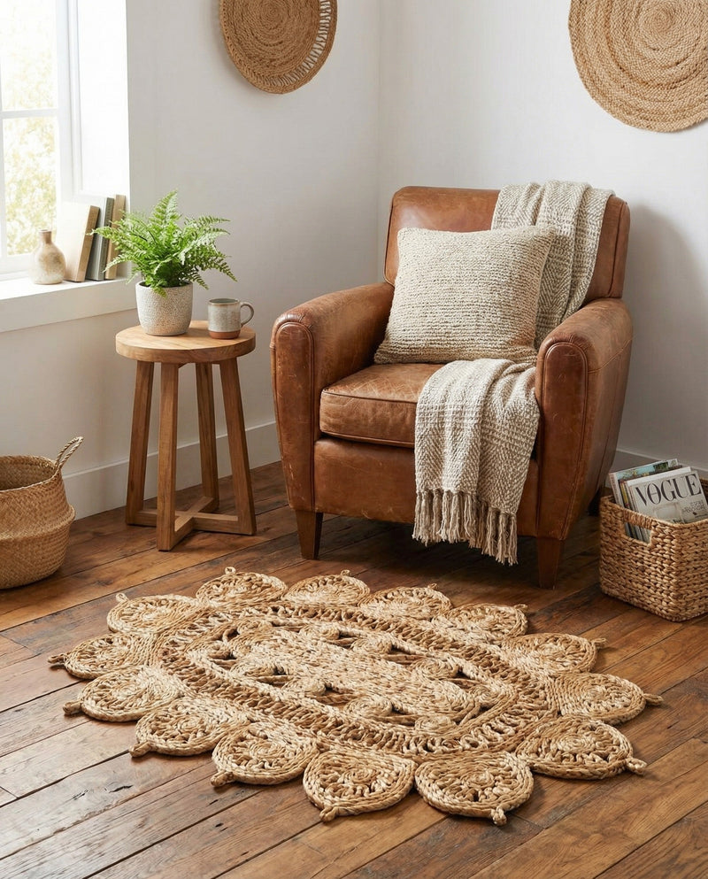 Woven Seaside Jute Collection Area Rug - Coastalhaven (Natural) Oval Natural  lifestyle 22