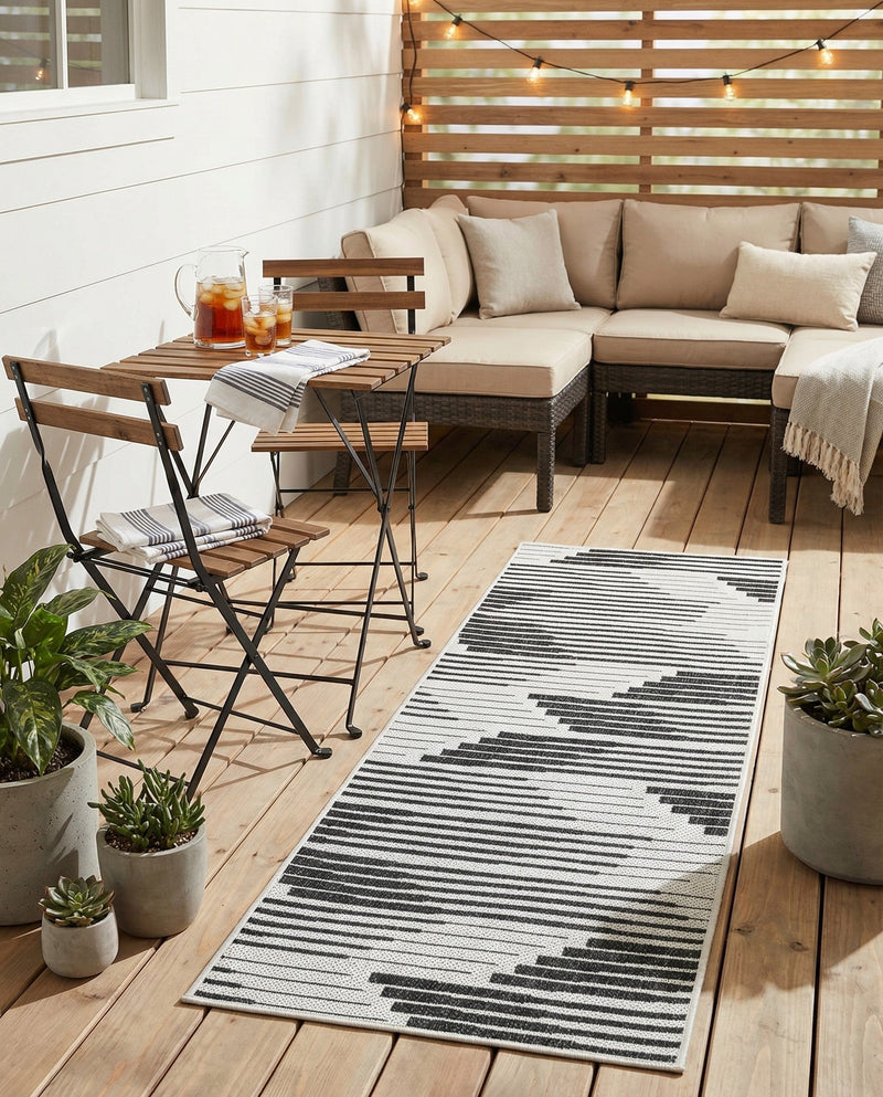 Urban Terrace Collection Area Rug -  Bronx Runner Black and White  lifestyle 39
