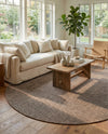 Seaside Serenity Collection Area Rug - Veranda (Light Brown) Round Light Brown  lifestyle 42