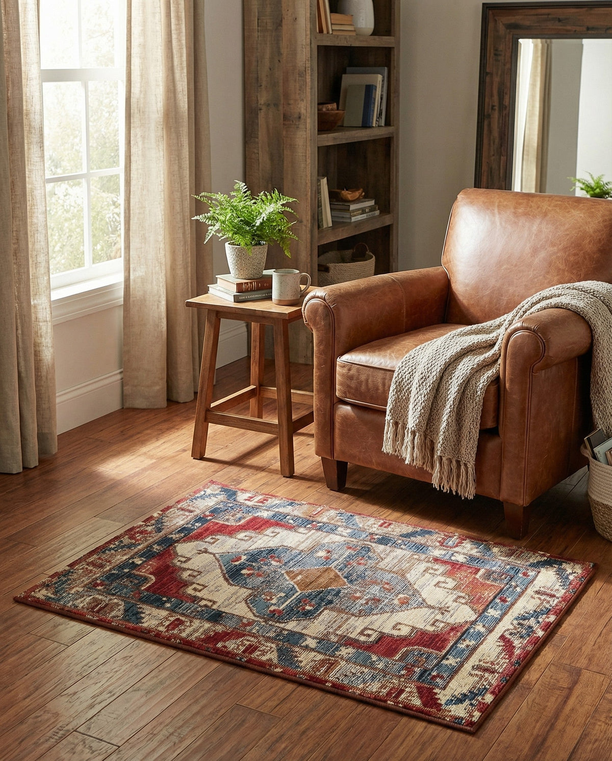 Patio Heritage Collection Area Rug -  Alcove Rectangle Red and Navy Blue  lifestyle 17