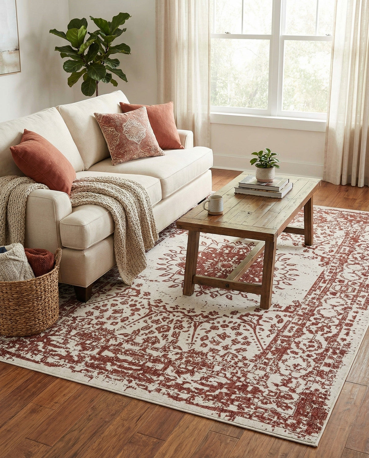 Patio Heritage Collection Area Rug -  Lafayette (Rust Red) Rectangle Rust Red  lifestyle 22