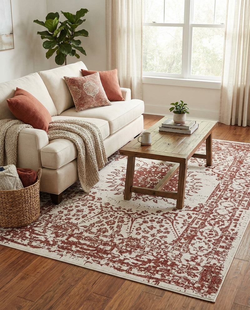Patio Heritage Collection Area Rug -  Lafayette (Rust Red) Rectangle Rust Red  lifestyle 22