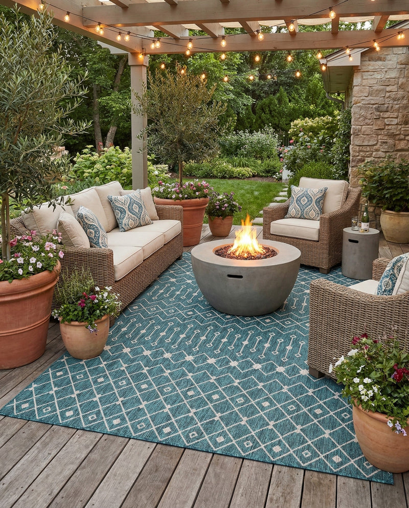 Savannah Pergola Collection Area Rug -  Pergola (Teal) Rectangle Teal  lifestyle 3