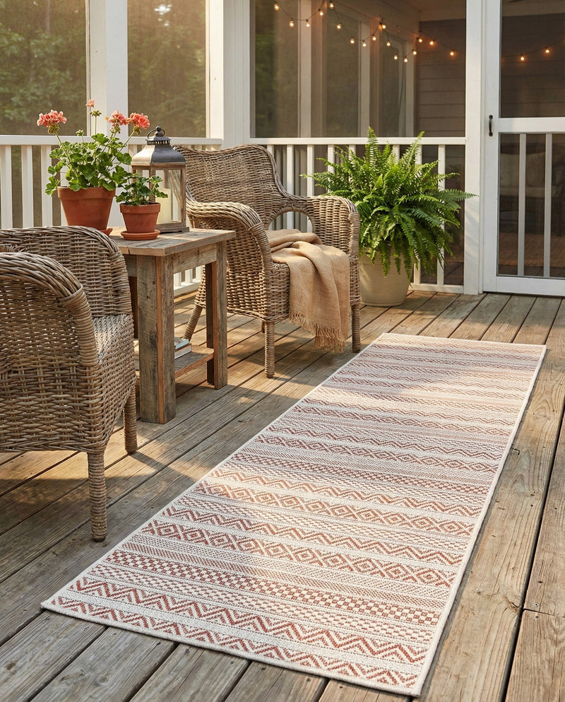 Seaside Stripes Collection Area Rug -  Boardwalk (Red) Runner Red  lifestyle 71