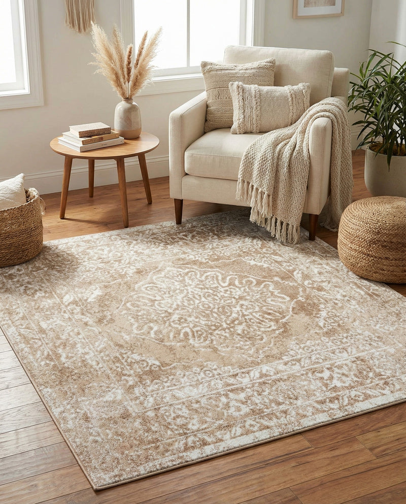 Cambridge Classics Collection Area Rug -  Magdalene (Beige) Square Beige  lifestyle 25