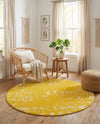 Brighton Stripes Collection Area Rug - Sussex (Yellow) Round Yellow  lifestyle 55