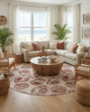 Seaside Haven Rugs Collection Area Rug -  Lighthouse (Ivory Rust Red) Round Ivory Rust Red  lifestyle 29