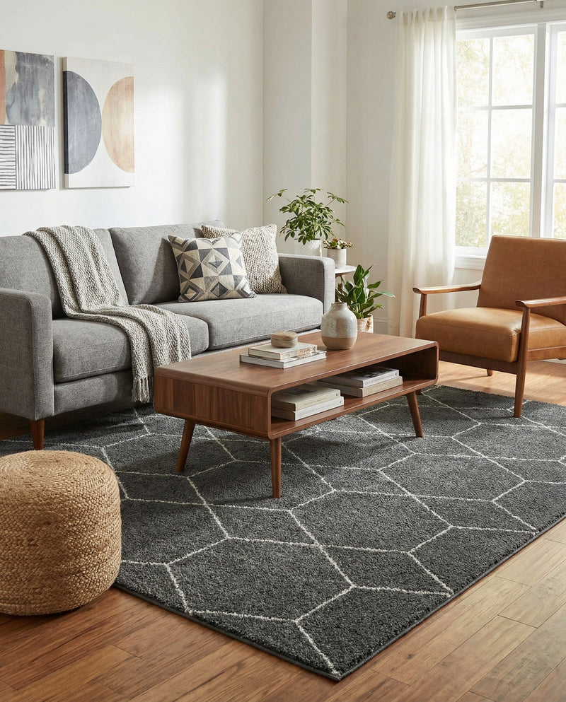 Trellis Mosaic Collection Area Rug - Arborville (Dark Gray) Square Dark Gray  lifestyle 44