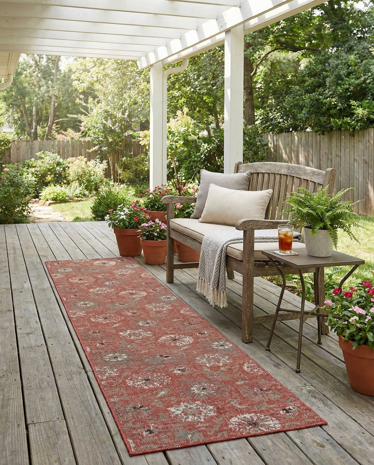 Seaside Blooms Collection Area Rug - Seychelles Runner Terracotta  lifestyle 116