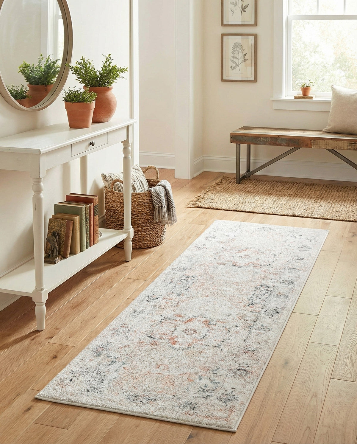Parisian Elegance Collection Area Rug - Versailles (Ivory) Runner Ivory  lifestyle 94