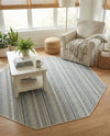 Seaside Stripes Collection Area Rug -  Boardwalk (Light Blue) Octagon Light Blue  lifestyle 77
