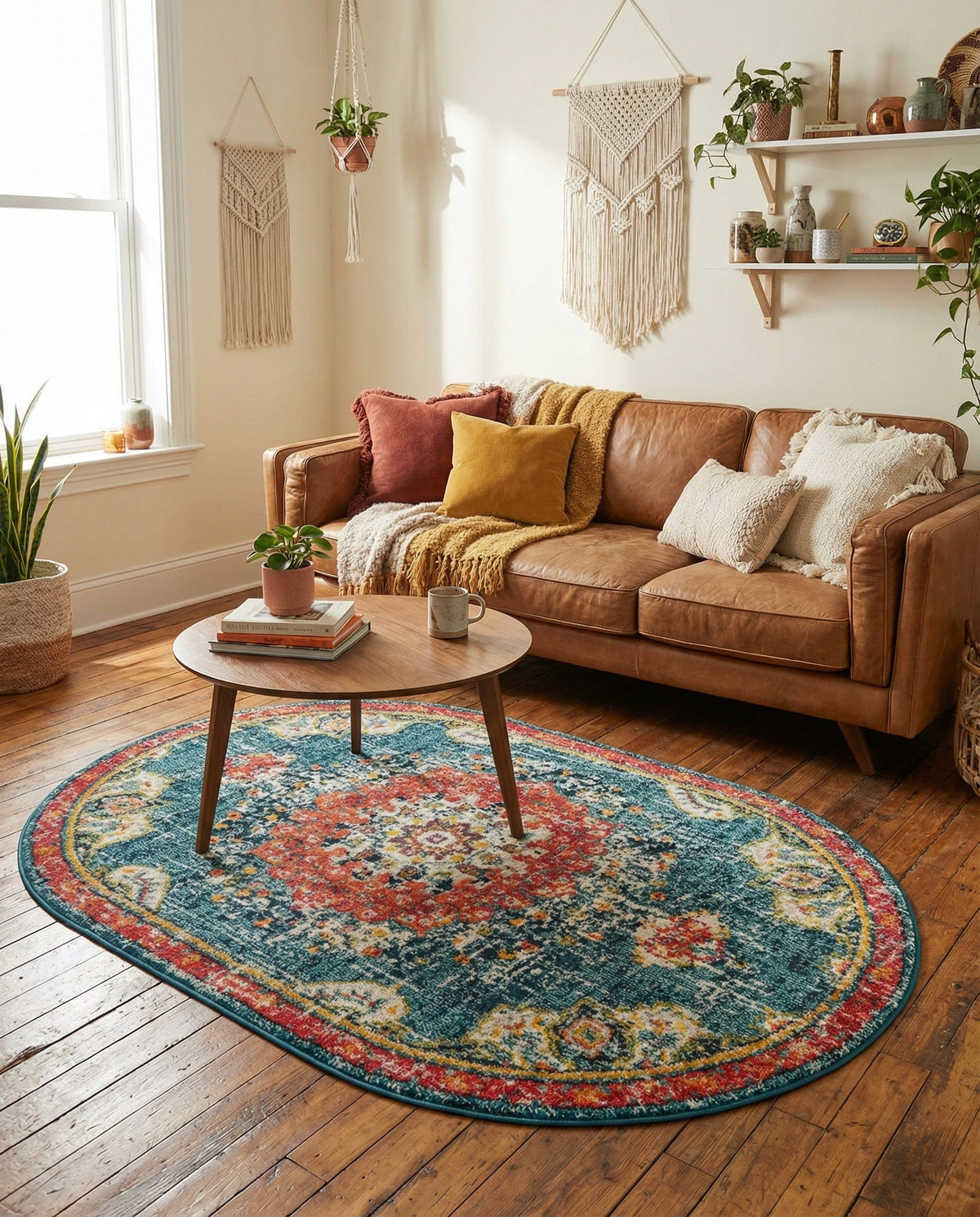 Brighton Terrace Collection Area Rug - Hove (Blue) Oval Blue  lifestyle 92