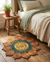 Woven Seaside Jute Collection Area Rug - Coastalhaven (Orange Green Yellow) Round Orange Green Yellow  lifestyle 22