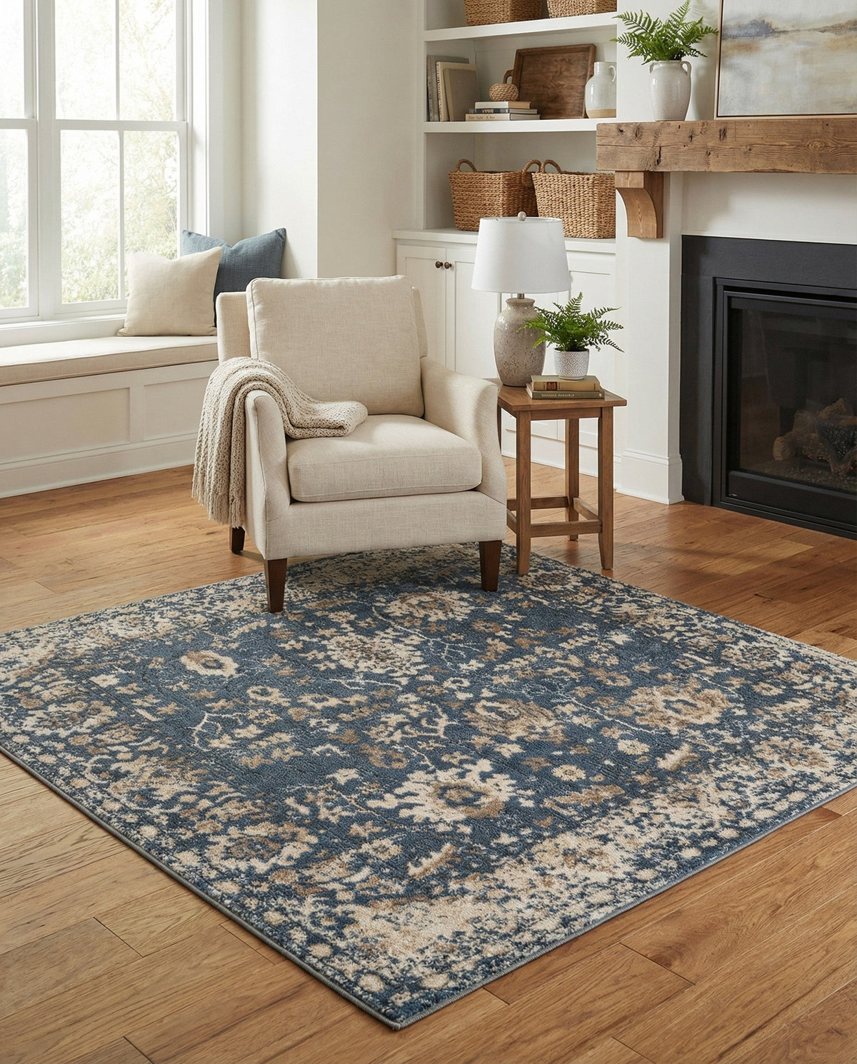 Cascade Range Collection Area Rug -  Shasta (Blue) Square Blue  lifestyle 109