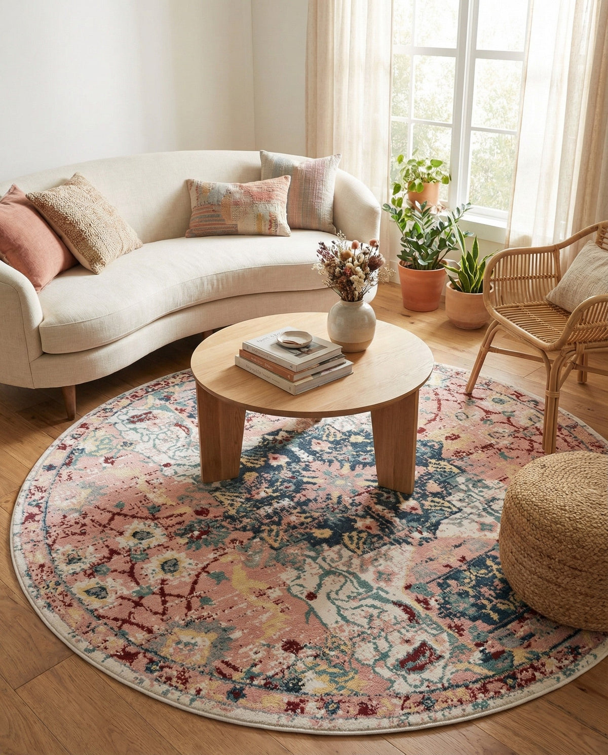 Savannah Elegance Collection Area Rug -  Azalea Round Pink  lifestyle 156
