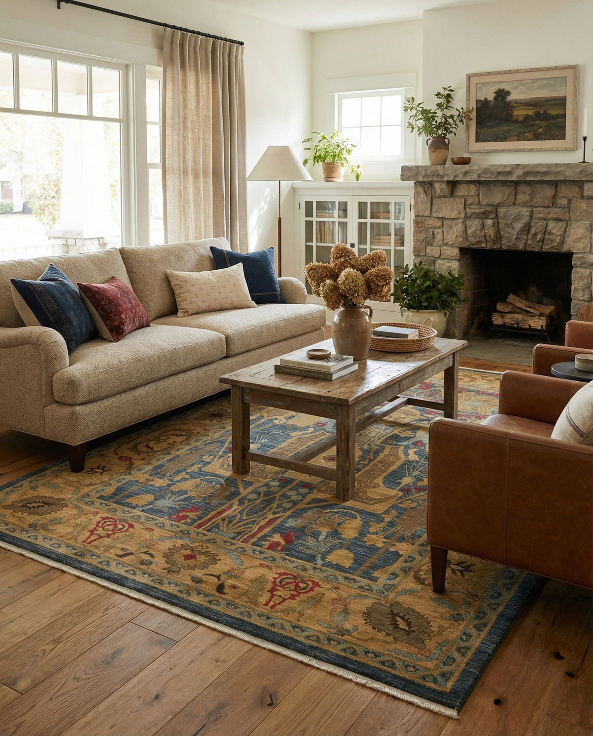 Persian Elegance Collection Area Rug -  Khorramabad Rectangle Navy Blue  lifestyle 6
