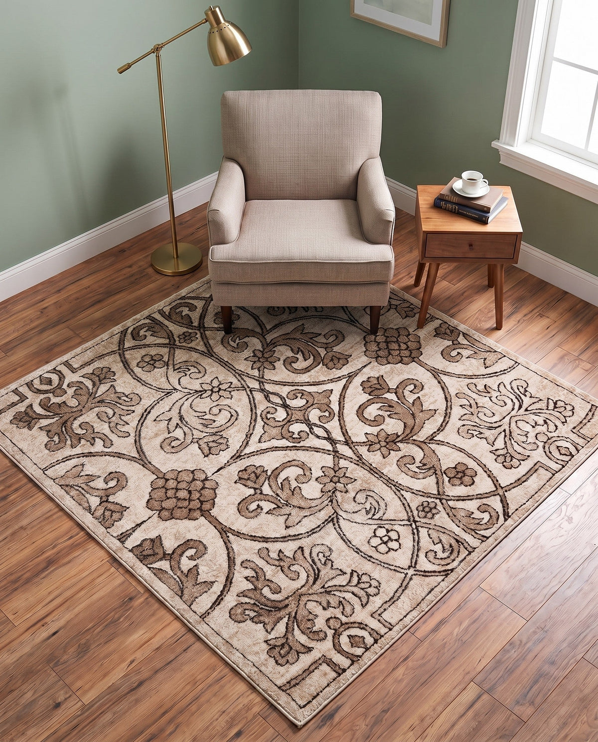 Andes Summit Collection Area Rug -  Merida Square Dark Beige  lifestyle 112