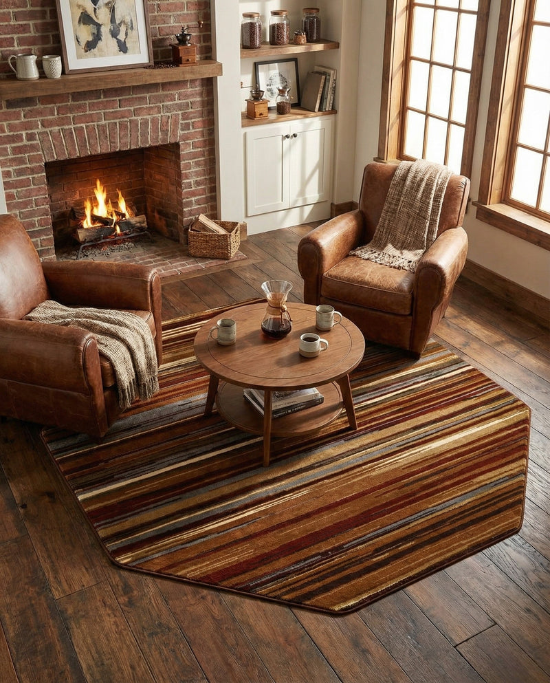 Bistro Lounge Collection Area Rug -  Americano Octagon Beige  lifestyle 55