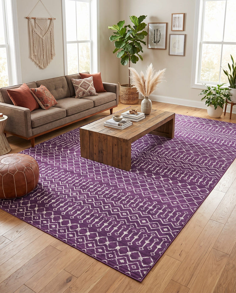Marrakech Lattice Collection Area Rug - Medina (Violet) Rectangle Violet  lifestyle 11