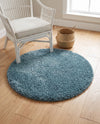 Plush Oasis Collection Area Rug - Serenity (Light Slate Blue) Round Light Slate Blue  lifestyle 86