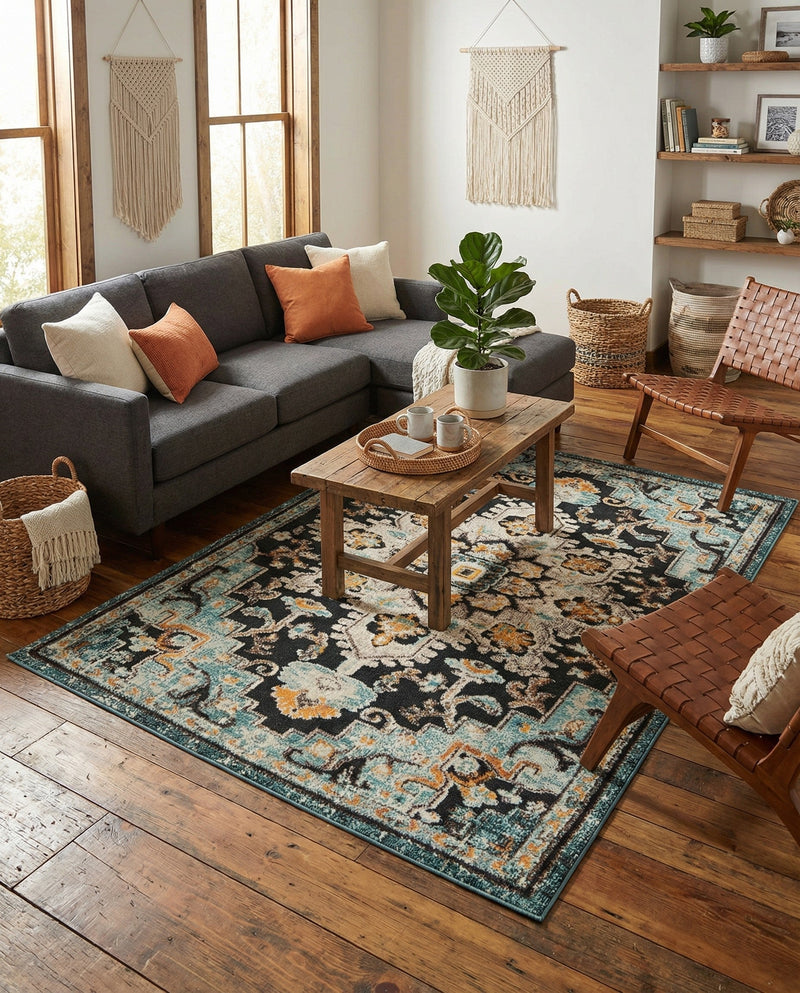 Outdoor Marrakesh Collection Area Rug -  Essaouira Rectangle Navy Blue  lifestyle 19