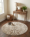 Andes Summit Collection Area Rug -  Merida Round Dark Beige  lifestyle 76