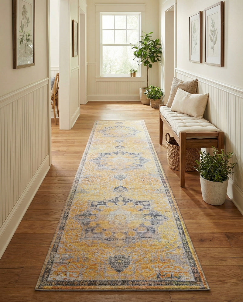 Baroque Era Collection Area Rug - Versailles (Tuscan Yellow) Runner Tuscan Yellow  lifestyle 23