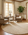 Berkshire Estate Collection Area Rug - Windsor (Oat Beige) Round Oat Beige  lifestyle 39