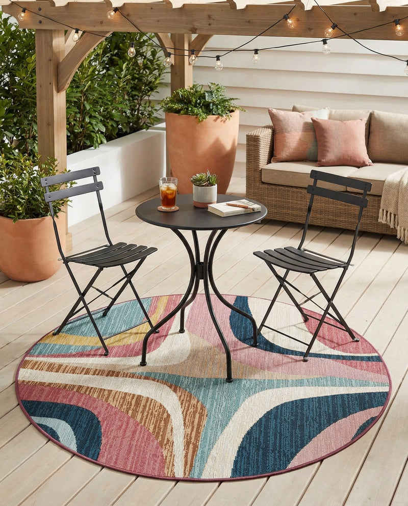 Urban Terrace Collection Area Rug - Venice Round Multi  lifestyle 58