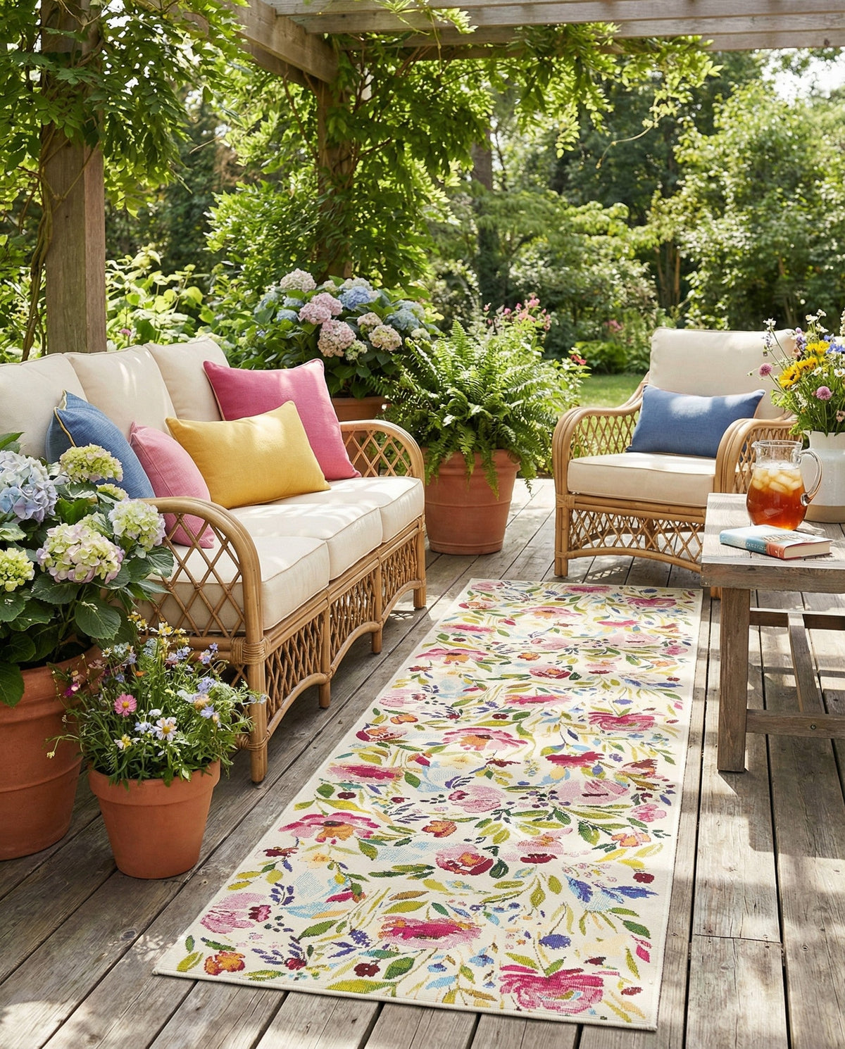 Seaside Blooms Collection Area Rug -  Meadow Runner Multi  lifestyle 91