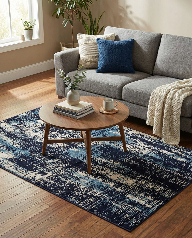Coastal Haven Collection Area Rug -  Pelican Rectangle Navy Blue  lifestyle 12