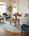Savannah Elegance Collection Area Rug - Augusta (Aqua Blue) Oval Aqua Blue  lifestyle 74