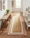 Woven Seaside Jute Collection Area Rug - Nantucket Runner Pink White Natural  lifestyle 57